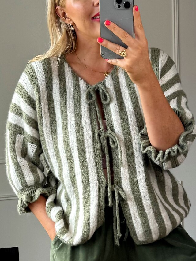 Women's Sweater Cardigan V Neck Knit Polyester Knitted Drop Shoulder