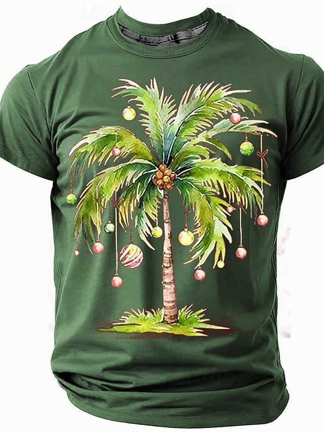 Coconut Palm Casual Street Style Men's 3D Print T shirt Tee Christmas