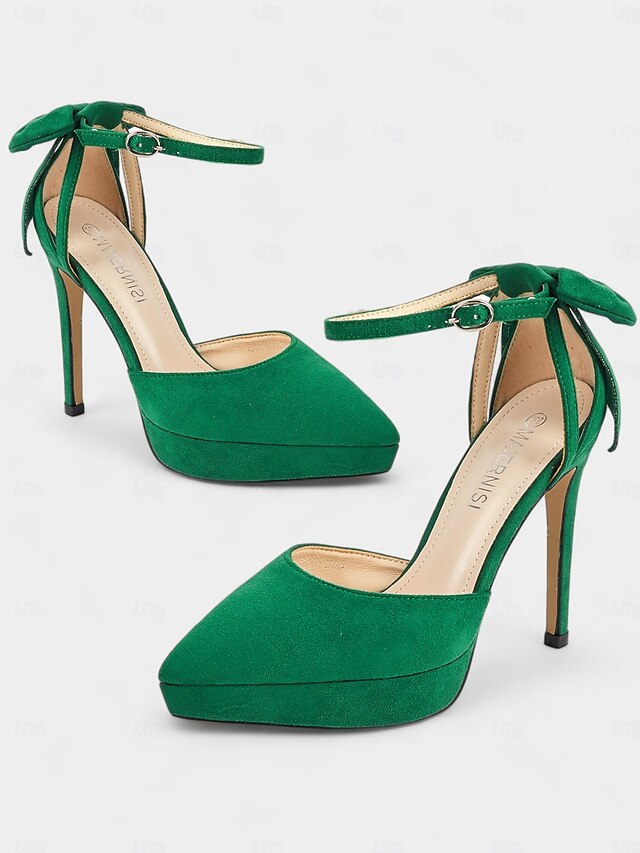  Tocuri stiletto cu platforma eleganta de dama cu bareta la glezna si accent cu fundita - perfecte pentru evenimente formale