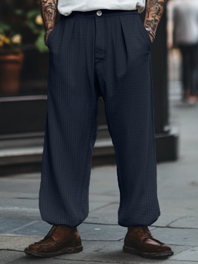Men's Dress Pants Trousers Baggy Pants Suit Pants Waffle Pants Pleated