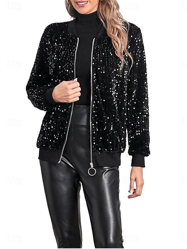 Women's Bomber Jacket Outdoor Street Daily Wear Fall Winter Short Coat