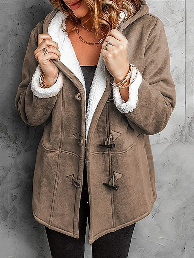 Women's Fleece Jacket Teddy Coat Hoodie Jacket Warm Breathable Zipper Pocket Fleece Lined Casual Plain Vacation Street Daily Wear Going out Zipper Regular Hoodie Regular Fit Long Sleeve Outerwear Red 5