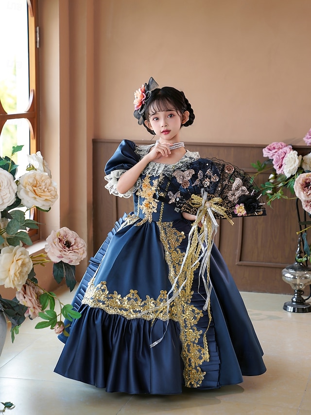  gotický Cosplay Lolita Rokoko Šaty Kostým na Večírek Maškarní Princeznovské Shakespeare Pevná barva Plesové šaty Maškarní kostým Dívčí Královský Vánoce předvečer Všech svatých Karneval Párty