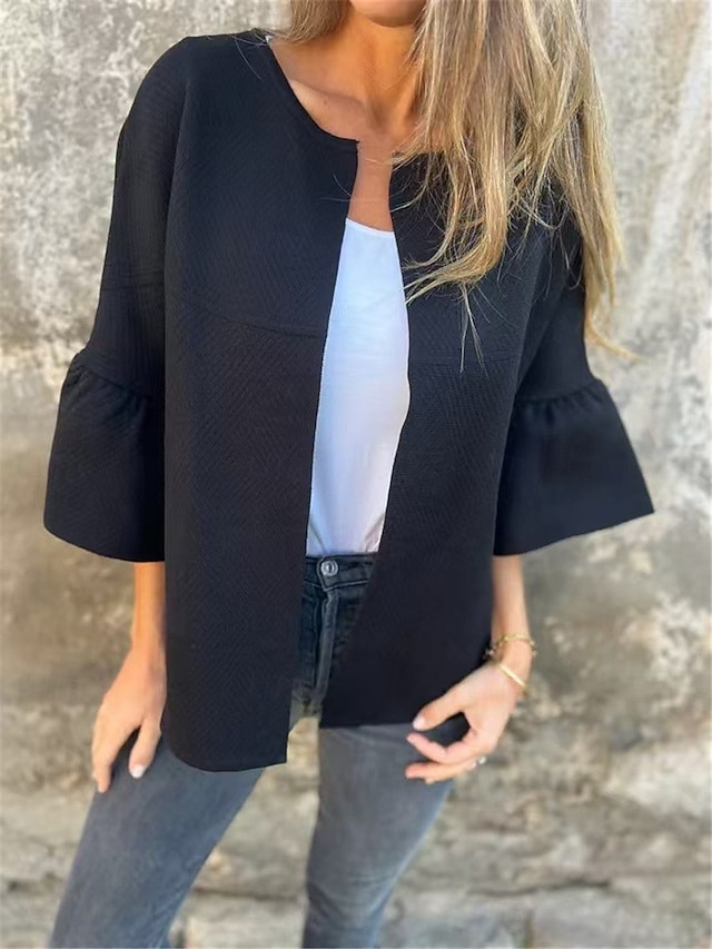  Veste d'Hiver Femme Extérieur Plein Air Usage quotidien mode Décontractées Surdimensionné Normal Manteau Noir Rouge Vert Automne Hiver Ouvrir le devant Ras du cou Standard S M L XL 2XL