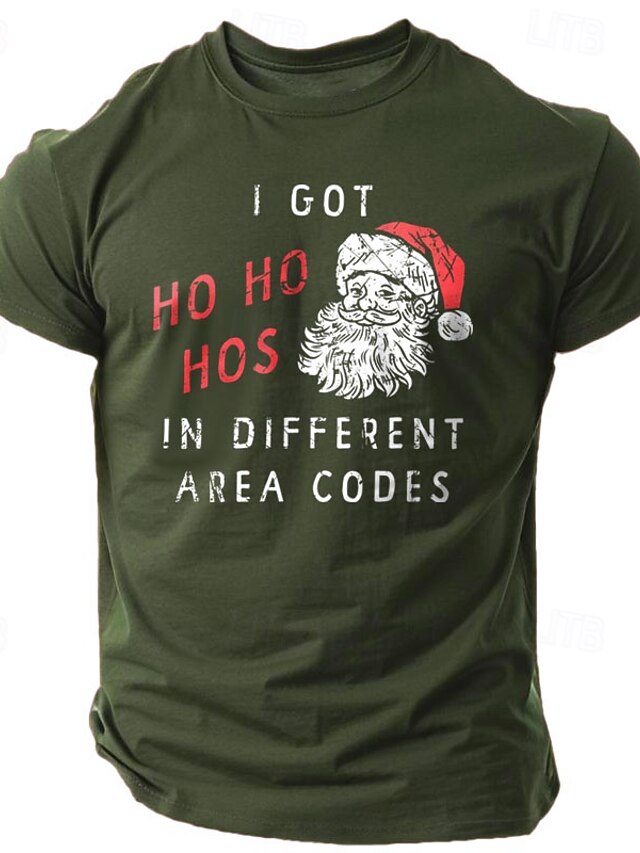 Christmas Men's Funny Christmas Graphic T Shirt Santa Claus Letter