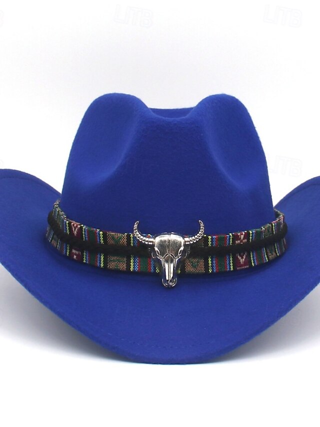  Men's Kentucky Derby Hat Sun Hat Cowboy Hat Fedora Trilby Hat Black Red Cotton / Polyester Blend Vintage Style Fashion 18th Century State of Texas Daily Theme Party Solid / Plain Color Sunscreen
