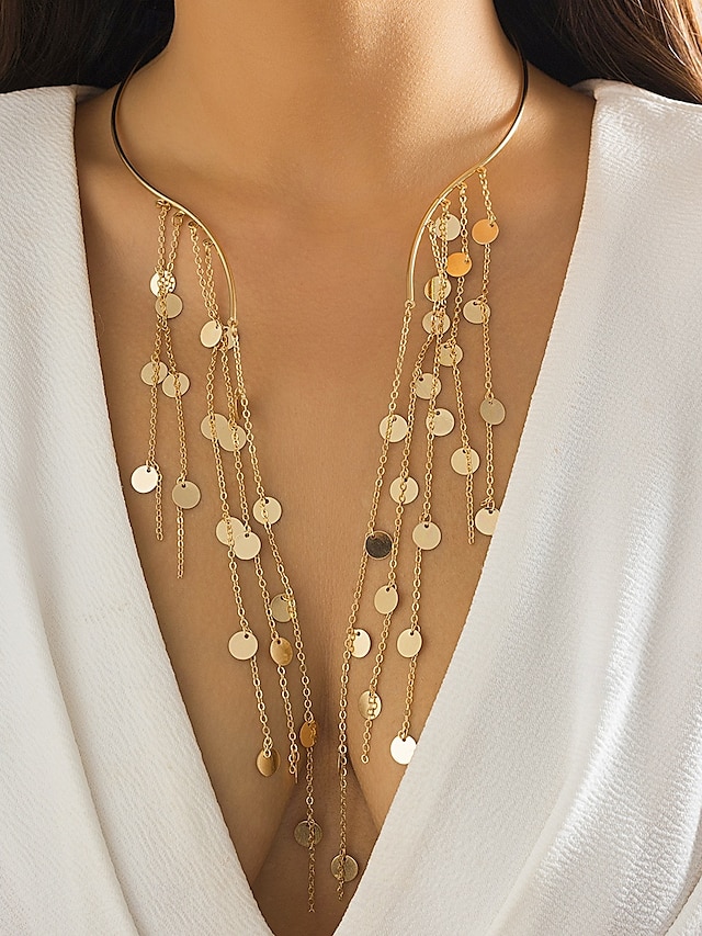  Collier ras du cou en cascade d'étoiles dorées pour femme avec élégantes chaînes à franges – bijoux tendance pour les occasions spéciales