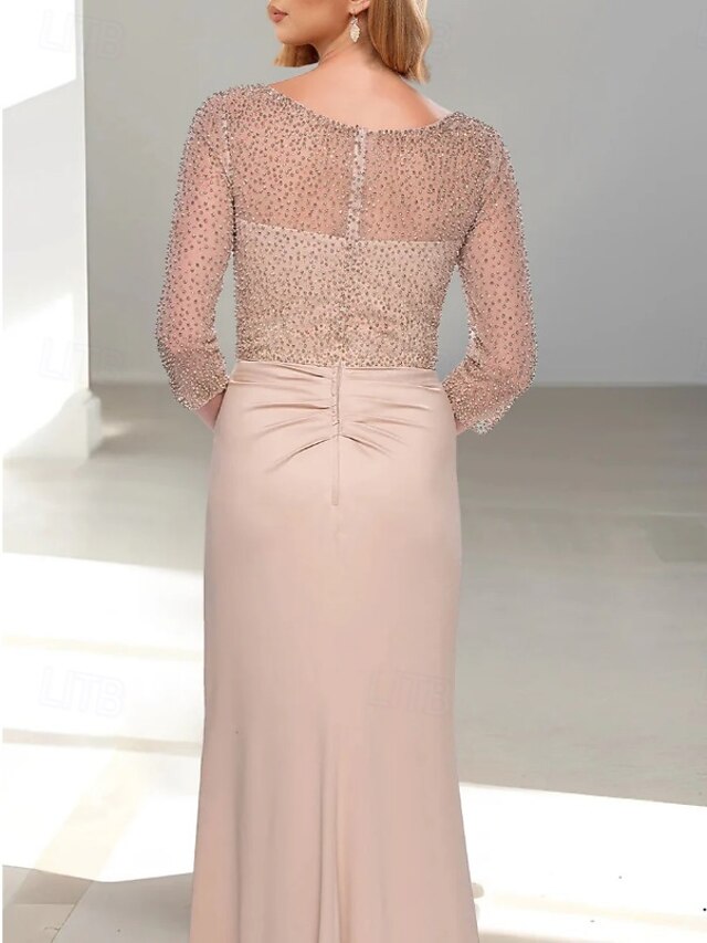 Mermaid / Trumpet Mother of the Bride Dress Sexy V Neck Court Train Velvet Long Sleeve main image 1