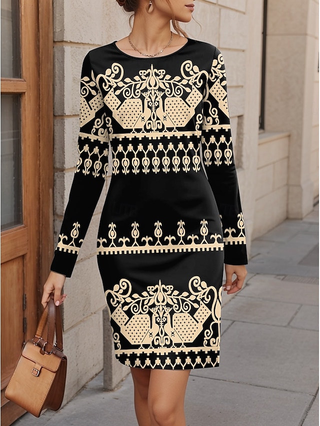  Damen Minikleid schwarzes kleid Vintage-Kleid Sweatshirt-Kleid Winter Kleid Brautkleider schlicht Ausgefallene Party Strasse Casual Regular Fit Farbblock Langarm Rundhalsausschnitt Rosa Khaki