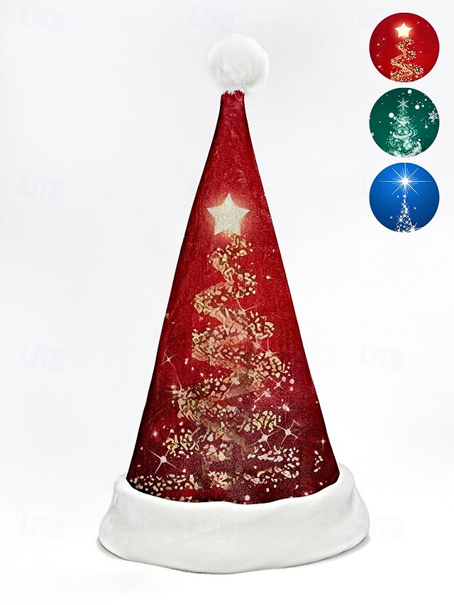 Christmas Santa Hat with Festive Tree Design Holiday Party Accessory