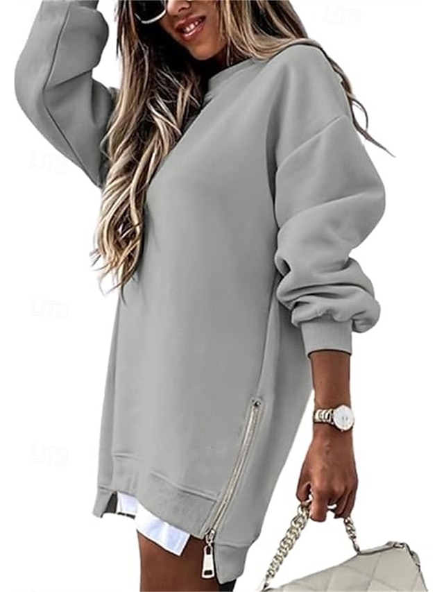  pull femme décontracté uni décontracté col rond manches longues noir rose vin vert kaki automne& hiver