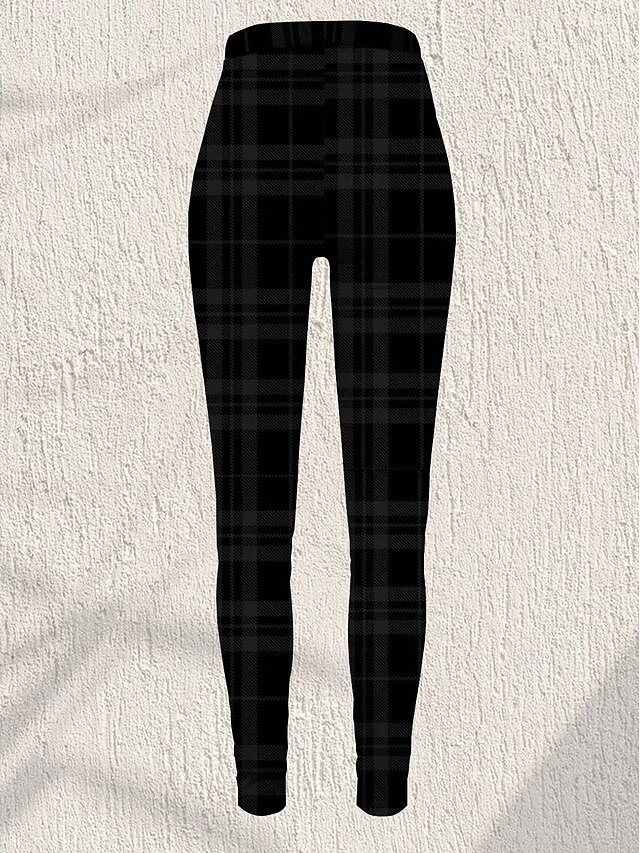 Women's Leggings Plaid Full Length Black Fall 2024 16.99