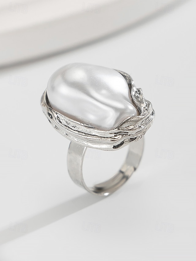  barokke parel statement ring voor dames – verstelbaar ontwerp voor elegante en formele gelegenheden