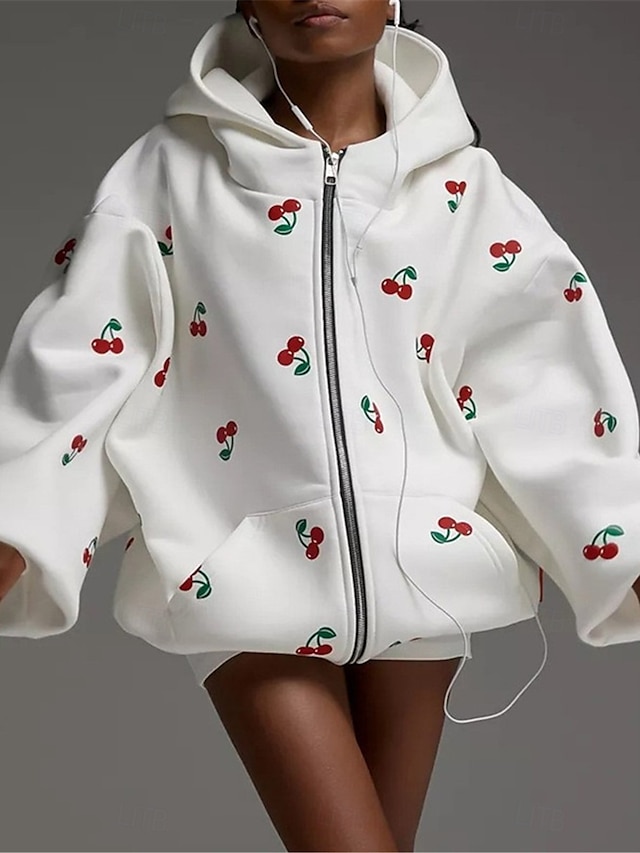  Per donna Giacca con cappuccio Esterno Strada Da tutti i giorni Autunno Inverno Standard Cappotto Standard Tenere al caldo Traspirante Moda Informale Giacca Manica lunga Stampa Con tasche Stampa