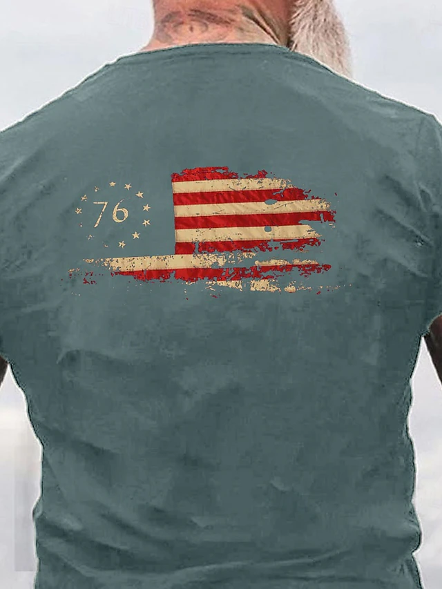 Men's American Us Flag T Shirt Short Sleeve T Shirt 3d Print Crew Neck 