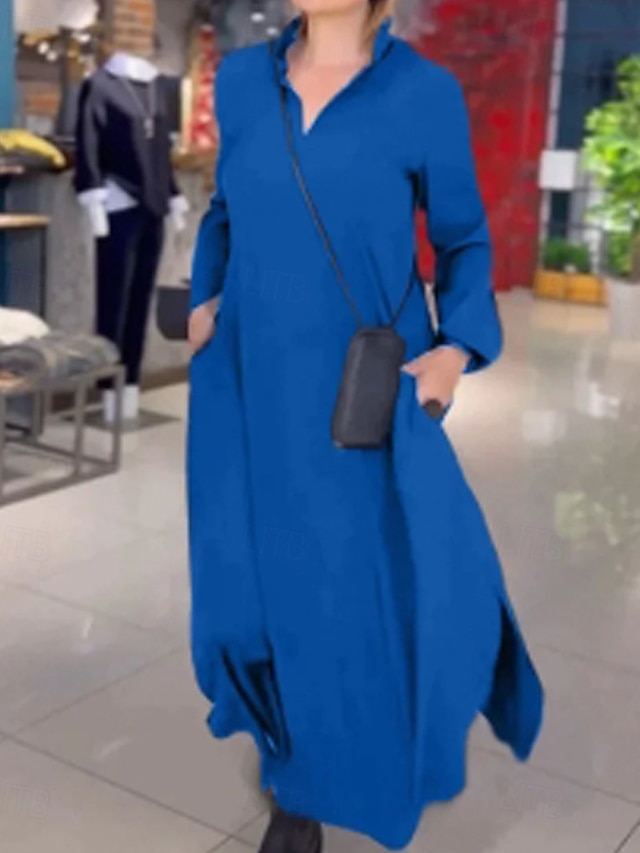  robe noire Femme Robe Maxi Ruché Drapée Formel Soirée Elégant Grande occasion Col V manche longue Ample Noir Rouge Bleu S M L XL 2XL
