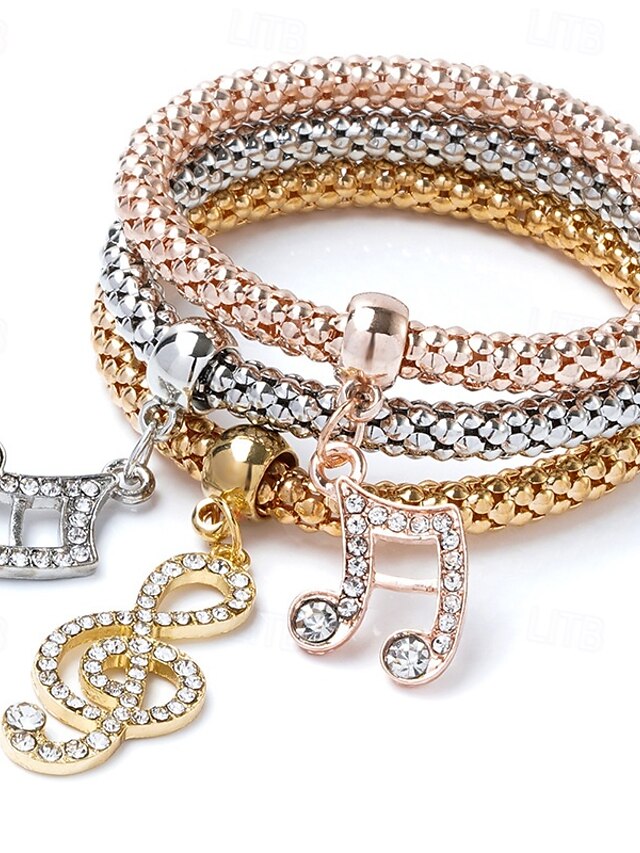  Dam Multi lager Krona Elegant Mode Krom Armband Smycken Ljusguldig / Guldgul / Rosguld Till Fest Gata Bal
