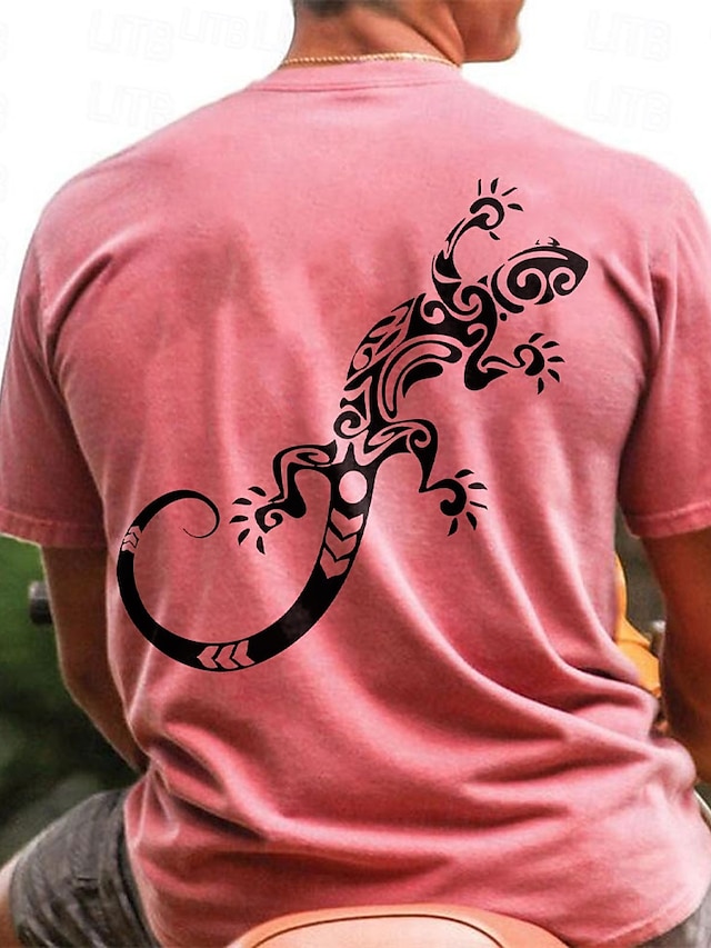  Homme Tropical Lézard T shirt Manche Courte T-shirt 3D effet Col Ras du Cou Chemise Vacances Mode Plein Air Bleu Ciel Blanche Rose Claire Eté Printemps Vêtement Tenue S M L XL XXL XXXL