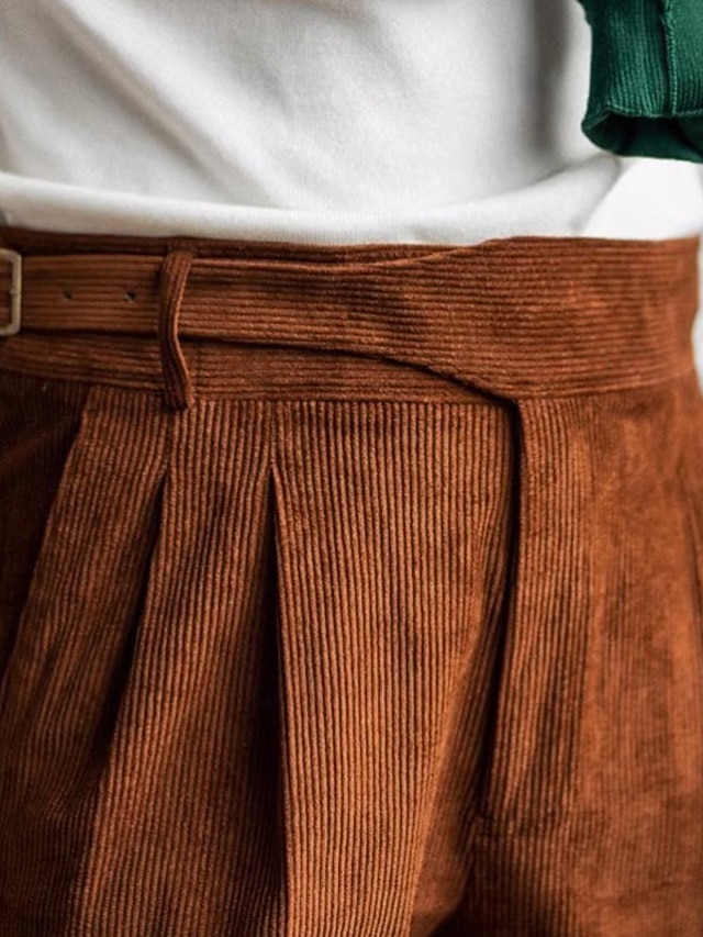 Men's Dress Pants Corduroy Pants Trousers Pleated Pants Gurkha Pants