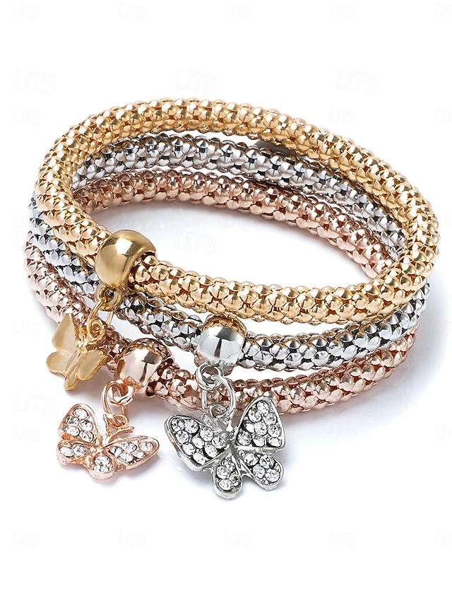 Women's Layered Crown Elegant Fashion Chrome Bracelet Jewelry Light golden / Golden yellow / Rose Gold For Party Street Prom 8