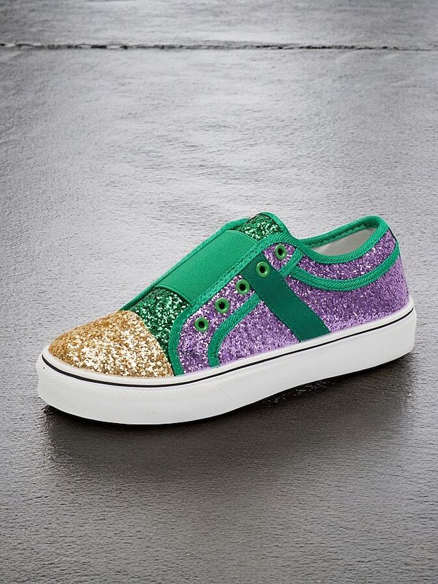 Women's Glitter Slip-On Sneakers – Sparkling Casual Shoes with Green, Purple, and Gold Accents for Bold Fashion Statements 15