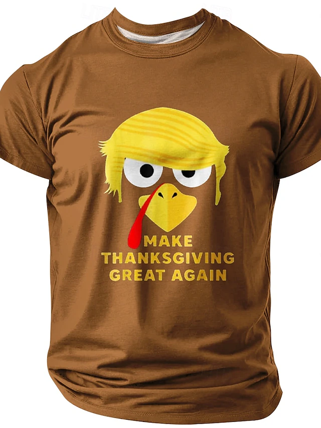 Thanksgiving Day Men's Turkey T Shirt Short Sleeve T Shirt 3d Print 