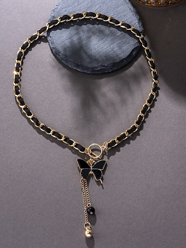  collier élégant avec pendentif papillon noir pour femme - parfait pour les fêtes et au quotidien