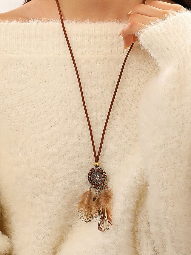  Boho-Quastenkette für Damen mit Lederband und Traumfänger-Anhänger – perfekt für Festivals und den Bohemian-Stil
