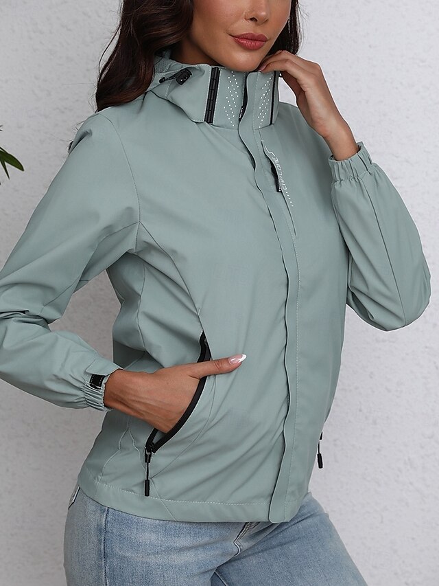 Women's Jacket Trench Coat School Zipper Solid Color Waterproof Simple Regular Fit Outerwear Long Sleeve Fall Black S 30