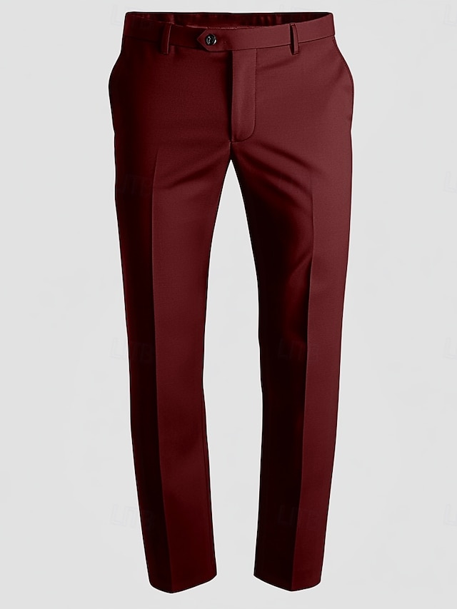  pantaloni rochie bărbați nuntă afaceri formali pantaloni lungi negru gri albastru salvie culoare uni micro-elastic potrivire regulată 2024