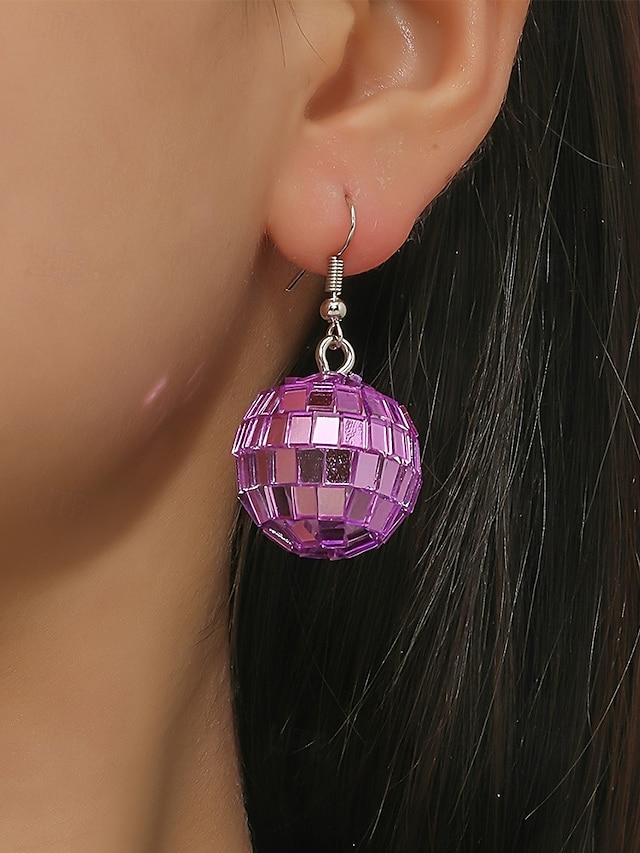  kvinners retro rosa disco ball dingle øredobber – morsomme og glitrende statement smykker for fester og arrangementer