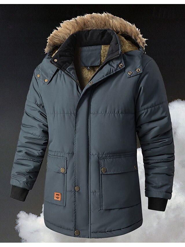 Herren Wintermantel puffer jacket Fleecejacke Gefütterte Jacke Tasche Polyester Urlaub Freizeitskleidung Verabredung Standard Modisch Brautkleider schlicht Komfortabel warm Herbst Winter Solide