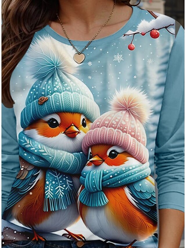 Women's T shirt Daily Casual Long Sleeve Blue Spring Fall 2024 16.99