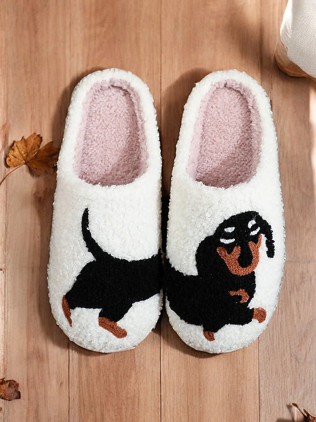 Women's Cozy Dachshund Embroidered Slippers – Warm Fleece-Lined Indoor Shoes for Dog Lovers 23