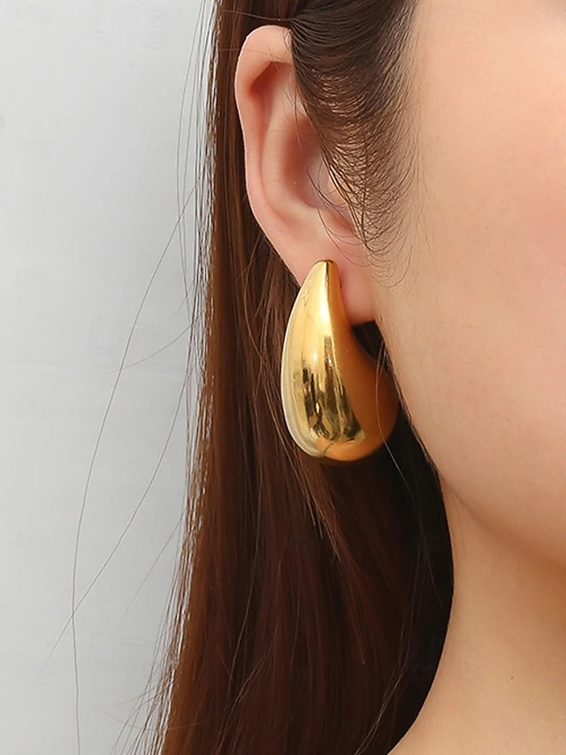 Hoop Earrings Vintage Style Pear Cut Geometrical Drop Earrings Jewelry Golden / Gold / Light Gold For Wedding Party Work 5