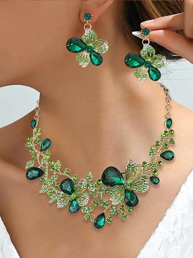 Women's Earrings Necklaces Blue Purple Green Alloy Elegant Party