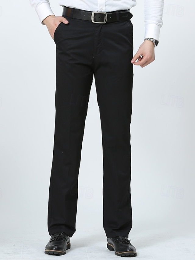  Herre Dressbukser Bukser kinesisk Knapper Lomme عادي Komfort Formell Fest Arbeid Mote Klassisk Stil Svart Brun Mikroelastisk