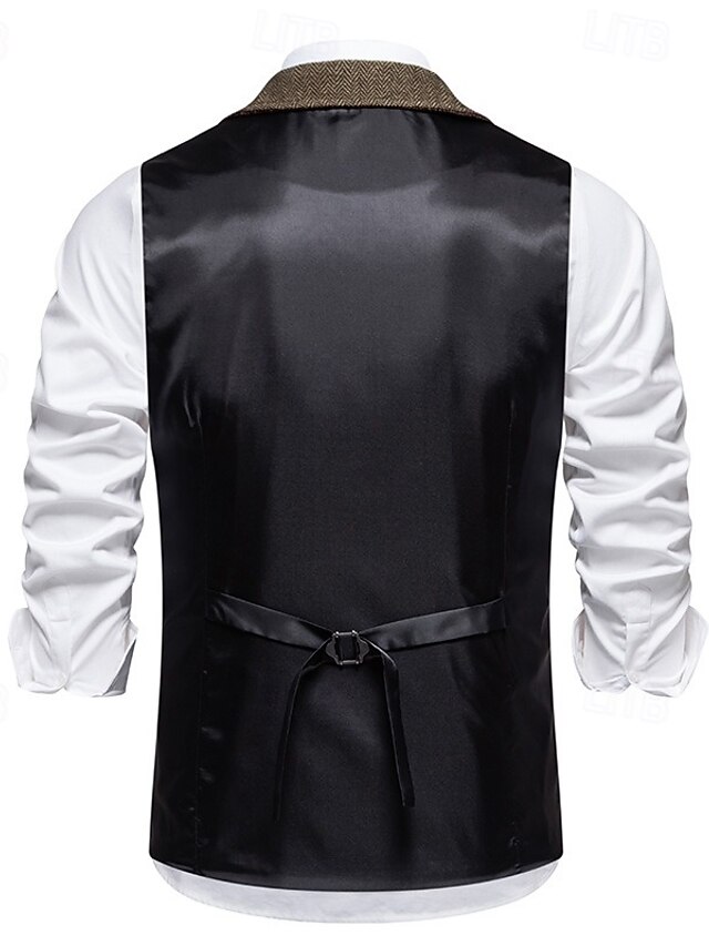 Nordisk Flair Mens Wool Herringbone Vest Premium Tailored Fit Waist Length For Formal Wear