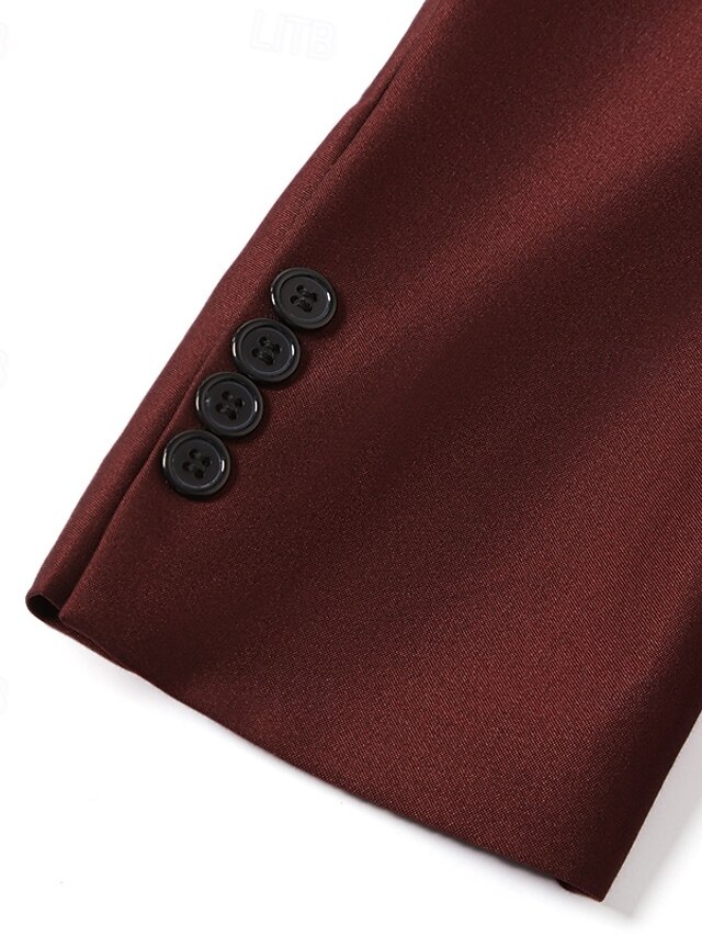 Two-Piece Party Prom Suit for Men - New Arrival Burgundy Black Lapel