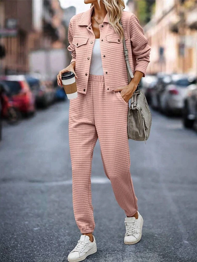 Women's Fashion Streetwear Daily Shirt Chinos Long Sleeve Shirt Collar Plain Casual Daily Pink Green Khaki Fall Regular Fit 16