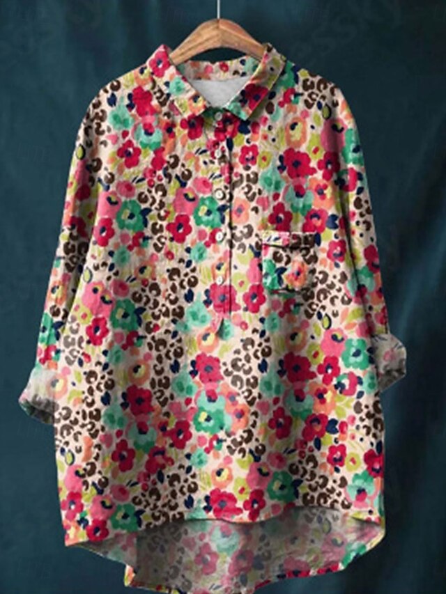 Women's Shirt Long Sleeve Red Spring & Fall 2024 33.99