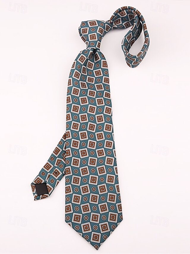 Men's Retro Patterned Faux Silk Ties Vintage Floral and Geometric
