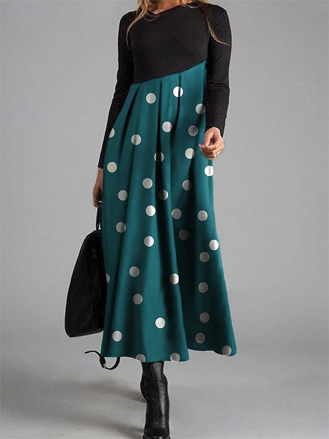  robe décontractée pour femme imprimé graphique col en V robe maxi élégante décontractée fête rendez-vous manches longues automne hiver