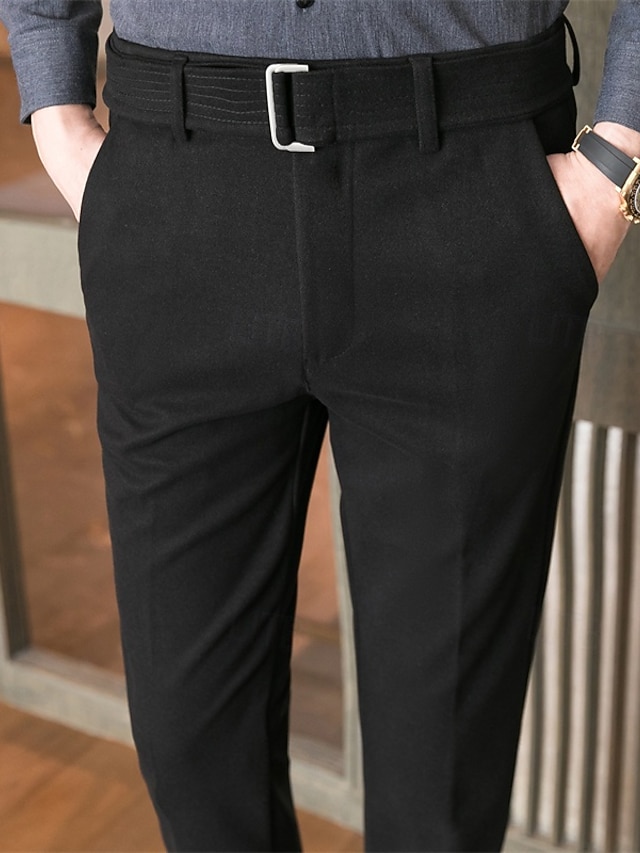  Homme Remise de diplôme Dress Pants works Pantalons Chinos Pantalon en tweed Boutons Avec Poches Couleur Unie Confort Formel Soirée Travail Mode Style Classique Noir Kaki Micro-Élastique