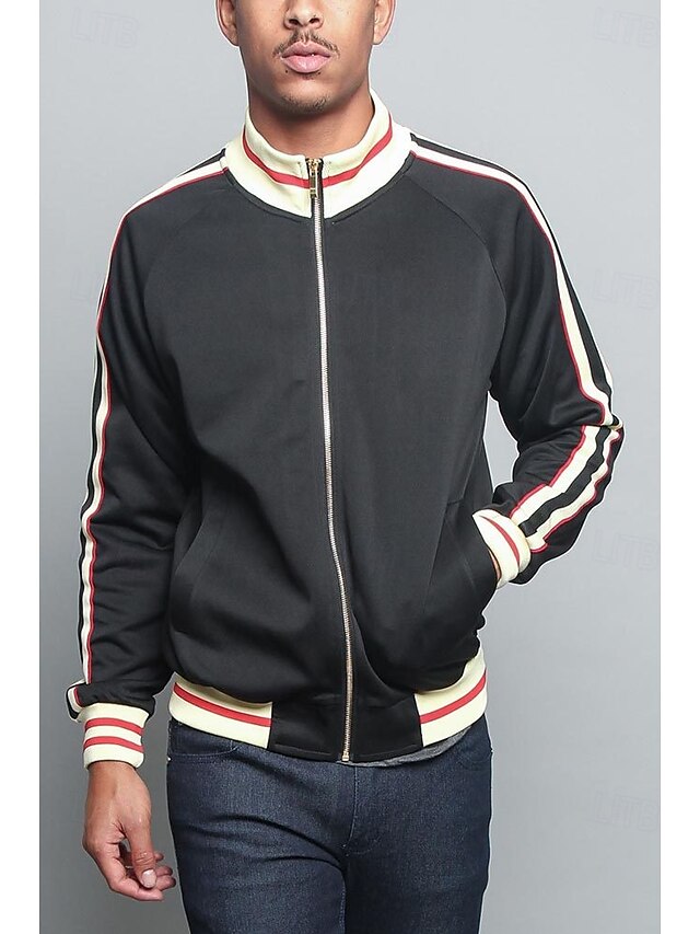  Homens Moletom com zíper Full Zip Hoodie Moletom zip Up com capuz Moletons com zíper Preto Verde Tropa Vermelho Azul Marinha Colarinho Clerical Bloco de cor Zip Up Patchwork Desportos e Ar livre