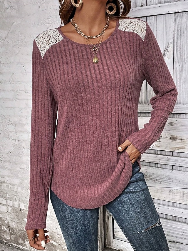 CUPSHE Damen Bluse Mit Spitze – Rundhals, Kurze Volantärmel, Lässige Tunika Für Sommer & Alltag