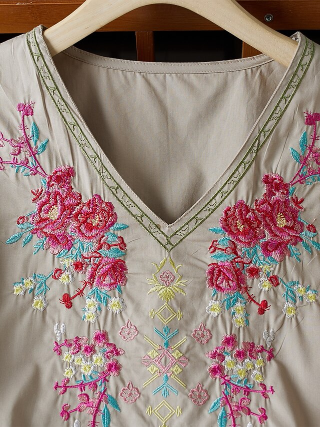 Chemise Bohème Femme Taille S - Motif Floral Rose Bleu Violet Vert, Manches Longues, Occasion Très Bon état
