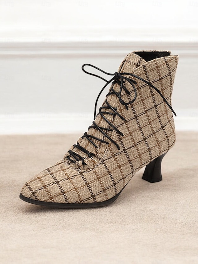  Women's Burgundy Lace-Up Victorian Ankle Boots – Elegant Suede Heeled Footwear for Formal Occasions and Vintage Style