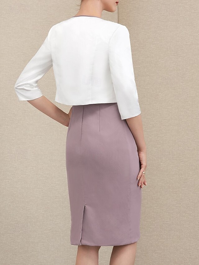 Two Piece Sheath/Column Knee-Length Jewel Neck Mother of the Bride Dress with Jacket