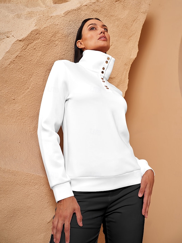  Dam Pullover-tröja Svart Vit Rosa Långärmad Överdelar Golfkläder för damer Kläder Outfits Bär kläder